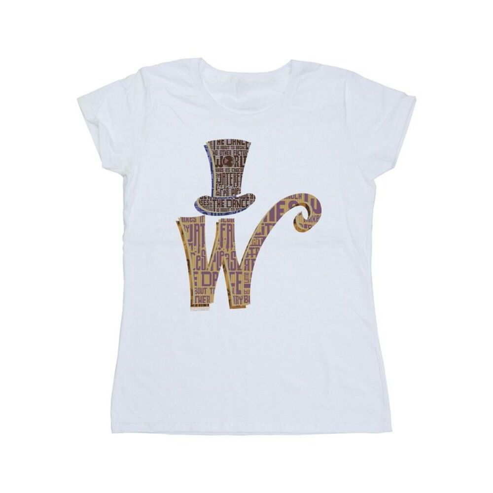 Willy Wonka Womens/Ladies W Logo Hat Cotton T-Shirt / White